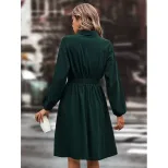 Elegant Slim Fit Solid Color Dress Womens Fashion European and American Style Casual or Formal W