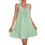 Casual Sleeveless Dress Slim Fit Solid Color Elegant Style Perfect for Summer Outings Wholesale