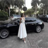 V Neck Halter Dress Sexy Slim Fit Elegant White French Princess Style for Autumn Wholesale Avail