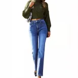 Womens Slim Fit Straight Leg Jeans Fleece Lined Comfortable Casual Style Available for Wholesale