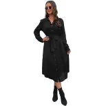 Elegant Black Long Dress Shirt Collar Autumn Winter European and American Style Perfect for Offi