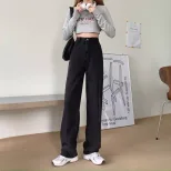 秋季黑色高腰牛仔裤女直筒宽松2022新款拖地阔腿裤子ins潮