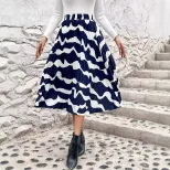 Plus Size Womens Elegant Pleated Floral Midi Skirt Slimming Fit Comfortable Fabric Versatile Sty