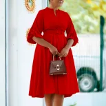 Plus Size A Line Dress Fashionable Wrinkled Design Elegant Style Autumn Winter Collection for Wo