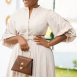 Plus Size A Line Dress Fashionable Wrinkled Design Elegant Style Autumn Winter Collection for Wo