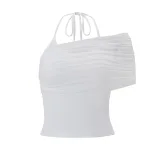 Womens Summer Top Stylish Color Block Design Sheer Mesh Insert Casual Wear Wholesale Available