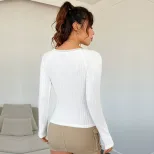 Womens Fashionable Minimalist White T Shirt Short Sleeve Versatile Youthful Style Spring Summer