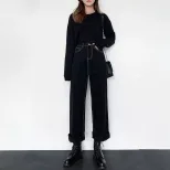 跨境黑色阔腿牛仔裤女2023新款韩版高腰显瘦百搭学生直筒拖地长裤
