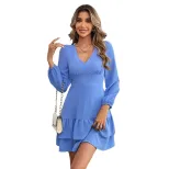 Womens Sexy Backless Ruffled Long Sleeve Dress Spring Summer Collection Elegant Design Comfortab