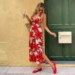 Womens Summer Vacation Maxi Dress Sexy Backless Halter Neck Lightweight Fabric Perfect for Beach
