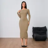 Fashionable Womens Midi Dress Simple Design Sexy Backless Bodycon Fit Spring Summer Occasion Who