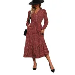 Long Sleeve Printed Maxi Dress Fashionable Design Autumn Style Comfortable Fit Wholesale Availab