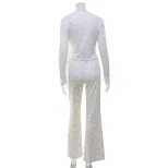 Floral Print Long Sleeve Loungewear Set Ruffled Edges Comfortable Fit Casual Style Perfect for S