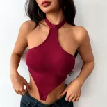 Womens Spring Summer Backless Top Unique Design Halter Neck Sexy Style Perfect for Casual Outing