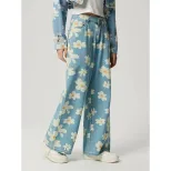Womens Vintage Floral Print Straight Leg Jeans High Quality Denim Casual Wear Wholesale Availabl