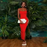 Fashionable Womens Vacation Dress Sleeveless Backless Split Design Elegant Summer Style Wholesal