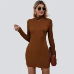 Knit High Neck Backless Dress Elegant Commuter Style Sexy Silhouette Comfortable Fabric Perfect