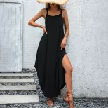 Casual Loose Solid Color Dress Sexy Comfortable Vacation Style Perfect for Summer Getaways Whole