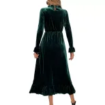 Elegant Velvet A Line Long Dress Waist Defining Slimming Fit Comfortable Fabric Perfect for Part