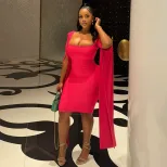 Fashionable Womens Bodycon Dress Slim Fit Long Sleeve Solid Color Trendy for Parties and Events