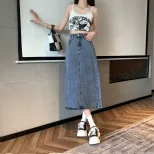 高腰牛仔半身裙女春夏2023新款复古a字中长款显瘦包臀裙子辣妹潮