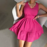 Backless A Line Mini Dress High Waist Halter Neck Summer Fashion Perfect for Parties and Night O