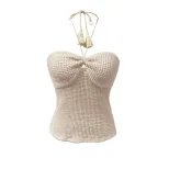 Womens Summer Sleeveless Crop Top Sexy Halter Neck Off Shoulder Design Casual Wear for Parties o