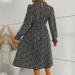 Floral Print Long Sleeve Dress Multi Color Wrinkled Fabric Elegant Style Perfect for Spring and