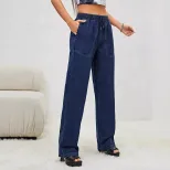 Womens Fashion Slim Fit Straight Leg Jeans New Style Comfortable Fabric Versatile for Casual Wea