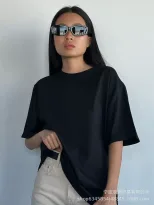 Womens Loose Fit Solid Color Short Sleeve Cotton T Shirt Casual Style Versatile Comfortable Whol
