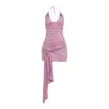 Summer Womens Striped Bodycon Dress Sexy Halter Neck Open Back Trendy Design Perfect for Parties