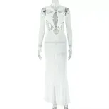 Fashionable Womens Bodycon Dress Solid Color V Neck Long Sleeve Backless Perfect for Parties and