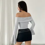 Off Shoulder Crop Top Bell Sleeve Elegant Style Spring Summer Wholesale Available low MOQ OEM OD