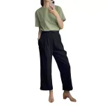 High Waisted Wide Leg Trousers Spring Collection Casual Style Flared Design Versatile for Everyd