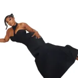Elegant Womens Backless Bodycon Dress Solid Color Halter Neck Slim Fit Chic Style Perfect for Pa