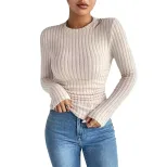 Basic Round Neck Long Sleeve T Shirt Minimalist Style Versatile for Spring Summer Perfect for Co