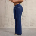 Womens Slim Fit Stretch Denim Jeans Fashionable Versatile Comfortable Casual Wear Ready to Ship