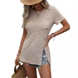 Slim Fit Solid Color T Shirt Womens Casual Style Versatile for Everyday Wear Available for Whole