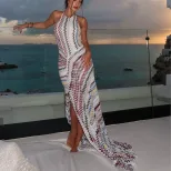 Summer Womens Dress Fashionable Halter Neck Slim Fit Unique Print Bodycon Style Perfect for Part