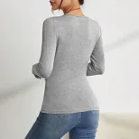 Womens Slim Fit Square Neck T Shirt Minimalist Design Versatile Style Spring Summer Essential Wh
