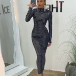 Sequin Bodycon Dress Slim Fit Elegant Style European Fashion Perfect for Parties and Special Occ