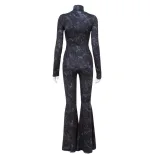 Fashionable Zip Up Crop Top with High Waisted Flare Pants Trendy Design for Casual Outings Whole