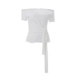 Off Shoulder Crop Top Slim Fit Short Sleeve Casual Summer Style low MOQ ready to ship