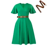 Summer Womens A Line Dress V Neck Bell Sleeves Casual Style Perfect for Everyday Wear Wholesale
