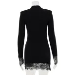 Fashionable Bodycon Dress Qipao Collar Hollow Chest Design Solid Color Slim Fit Evening Wear Par