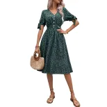Summer Leopard Print Dress Slim Fit Short Sleeve Casual Style Perfect for Parties or Everyday We
