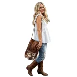 Summer Vacation Style V Neck Short Sleeve Ruffle Hem Loose Fit Top Lightweight Flattering Versat
