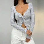 Slim Fit Cropped T Shirt Sexy Design Short Sleeve Lightweight Fabric Spring Summer Casual Wear W