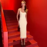Elegant U Neck Sleeveless Maxi Dress Slim Fit High Quality Fabric Sophisticated Style Perfect fo
