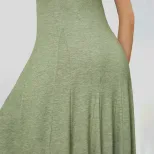 Comfortable Casual Knitted Dress Waist Defining Flared Hem Colorful Cotton Perfect for Spring Su